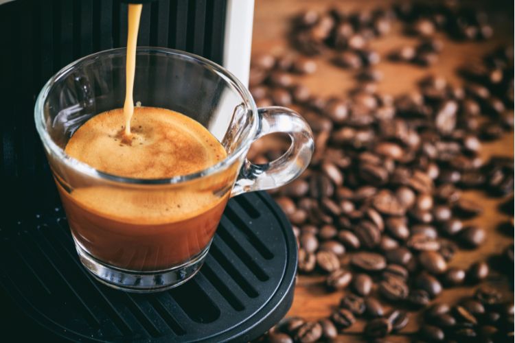 Espresso coffee and a machine