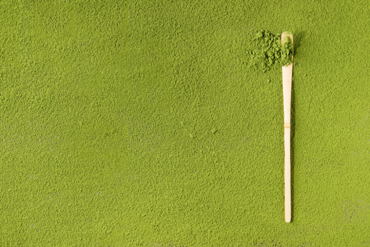 Green Tea Matcha Powder with Traditional Bamboo Spoon