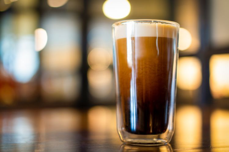 Nitro cold brew coffee close up