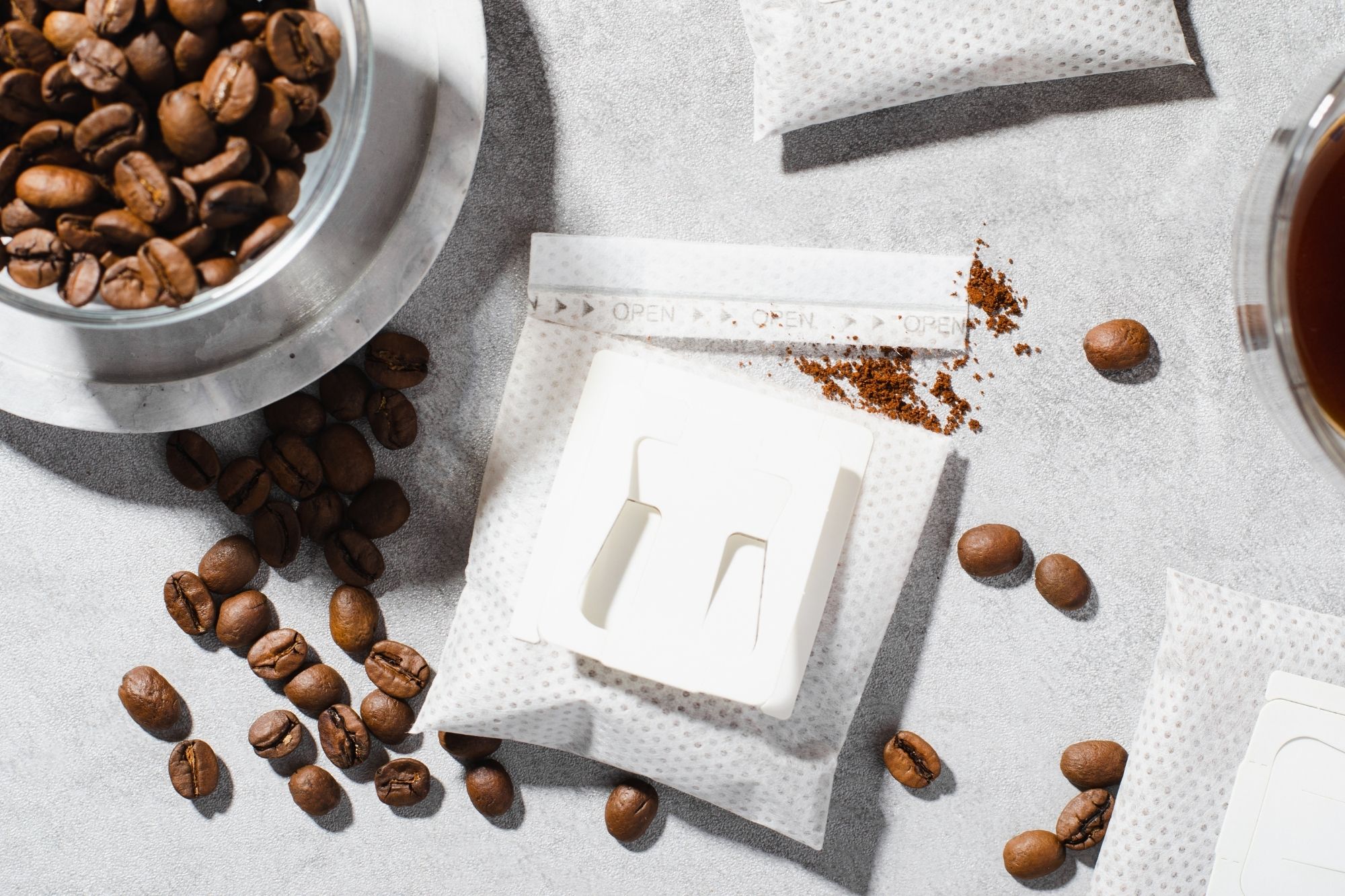 close-up of a coffee bag.