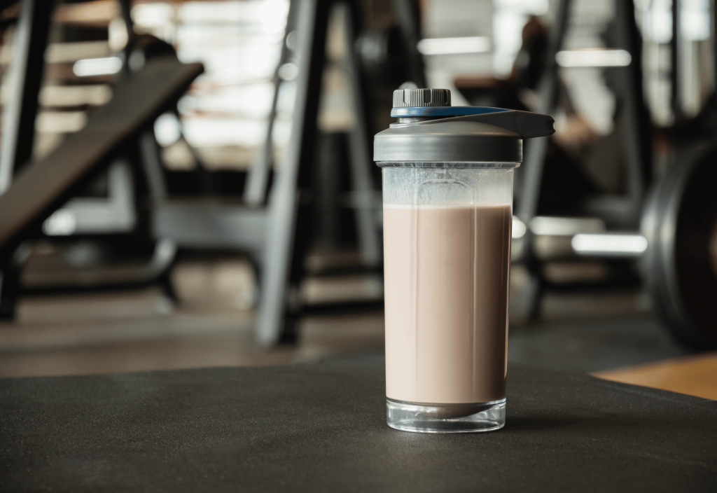 coffee protein shake at the gym